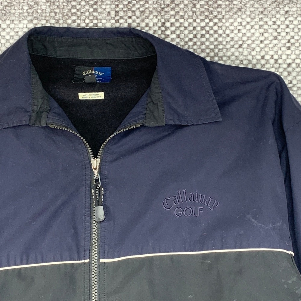 Callaway Golf Windbreaker Jacket Mens Large Navy Black Colorblock Full Zip L